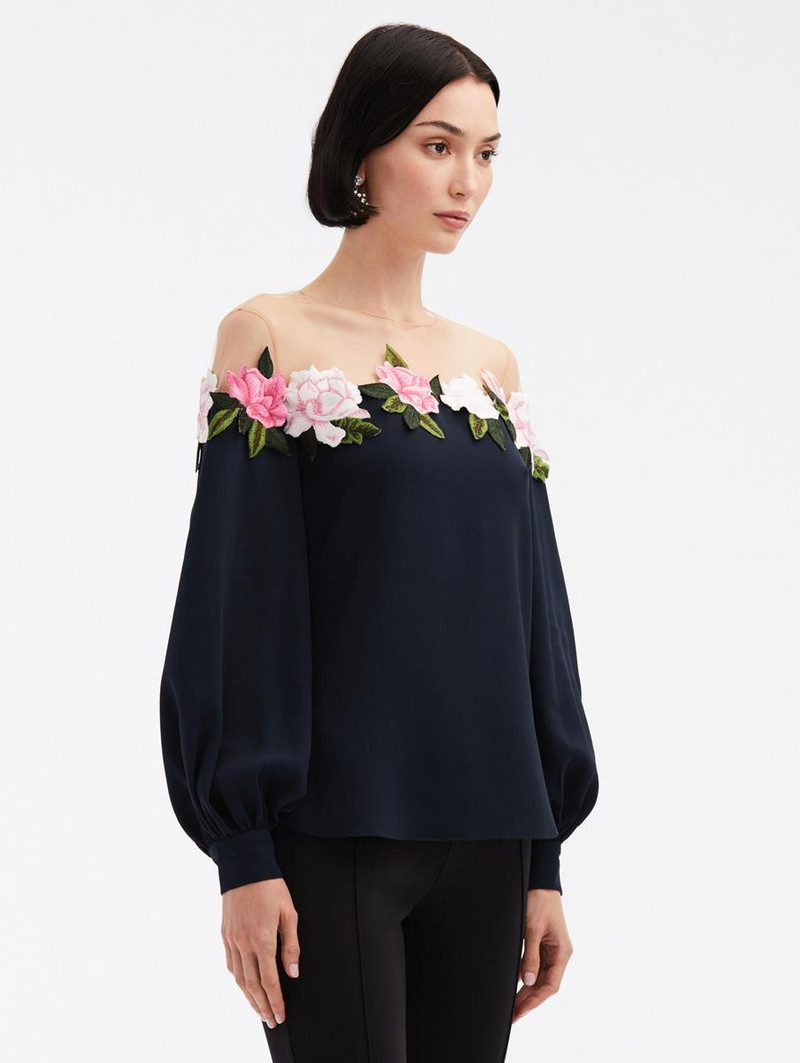 ILLUSION NECK GARDENIA BLOUSE 4