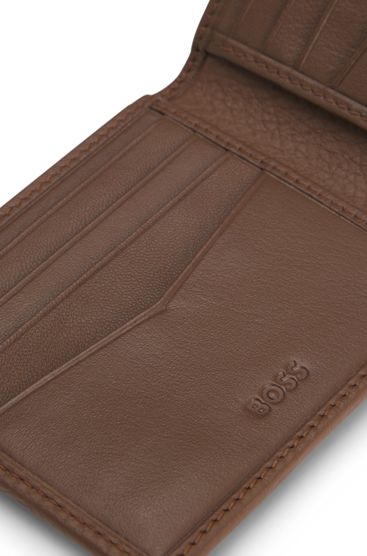 GRAINED-LEATHER FOLDING WALLET WITH POLISHED LOGO LETTERING - 3