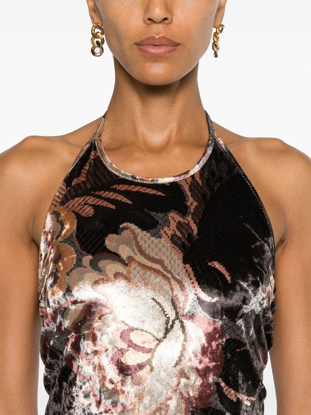 printed chenille maxi dress - 5