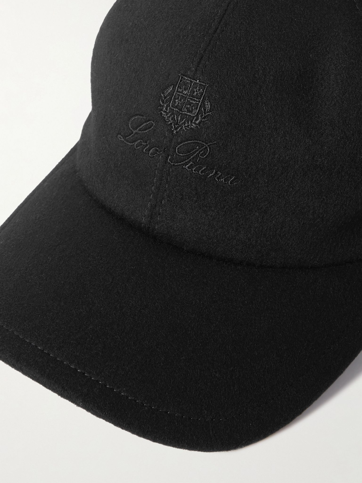 Embroidered cashmere-felt baseball cap Black - 4