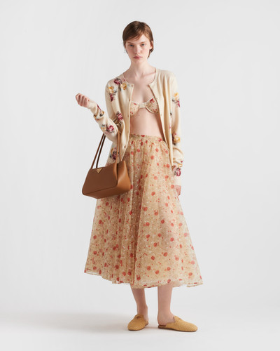 Prada Printed nylonette midi skirt outlook