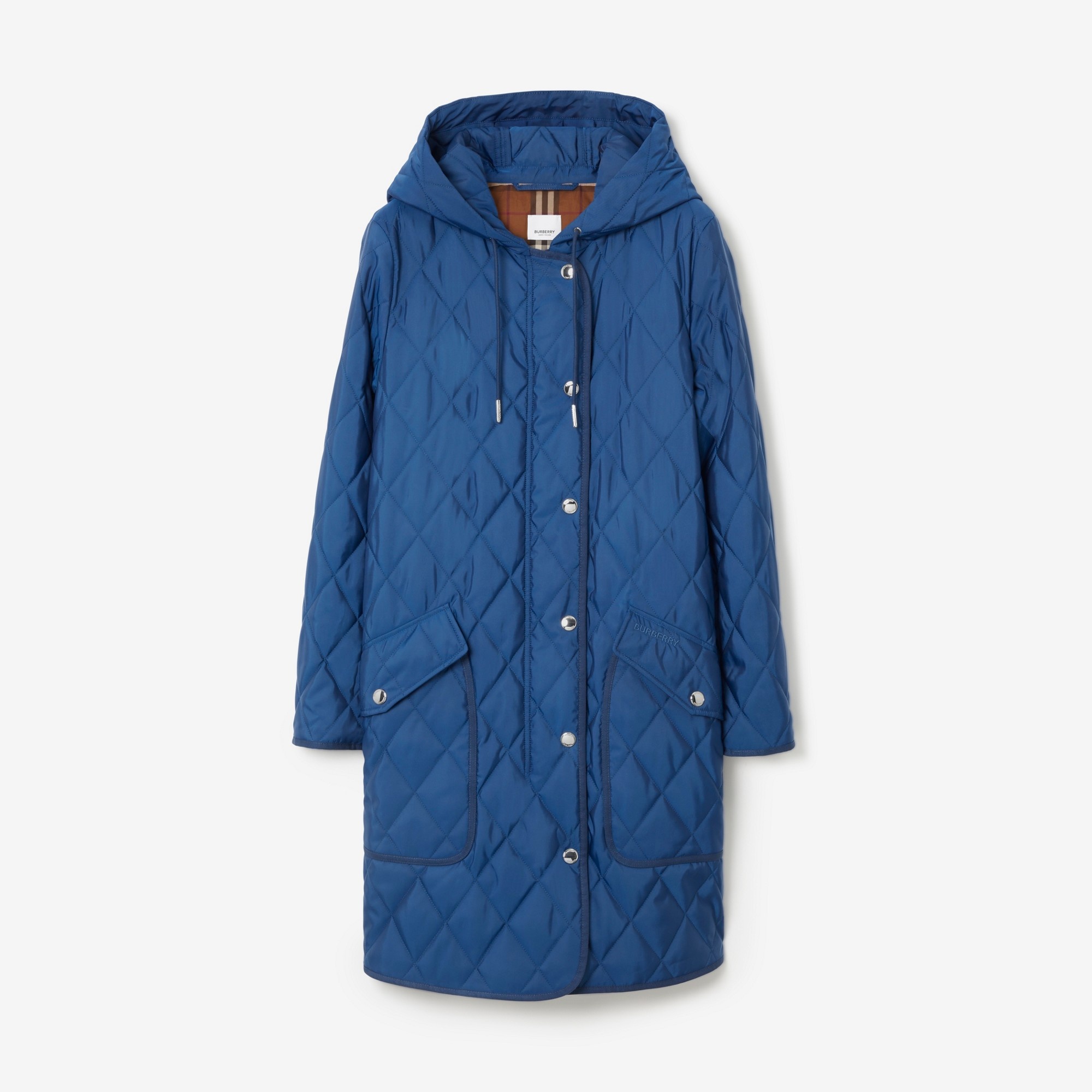 Diamond Quilted Nylon Hooded Coat - 1