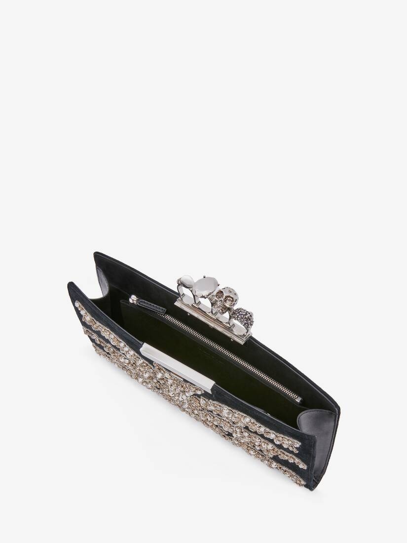 Women's Jewelled Flat Pouch in Black - 4