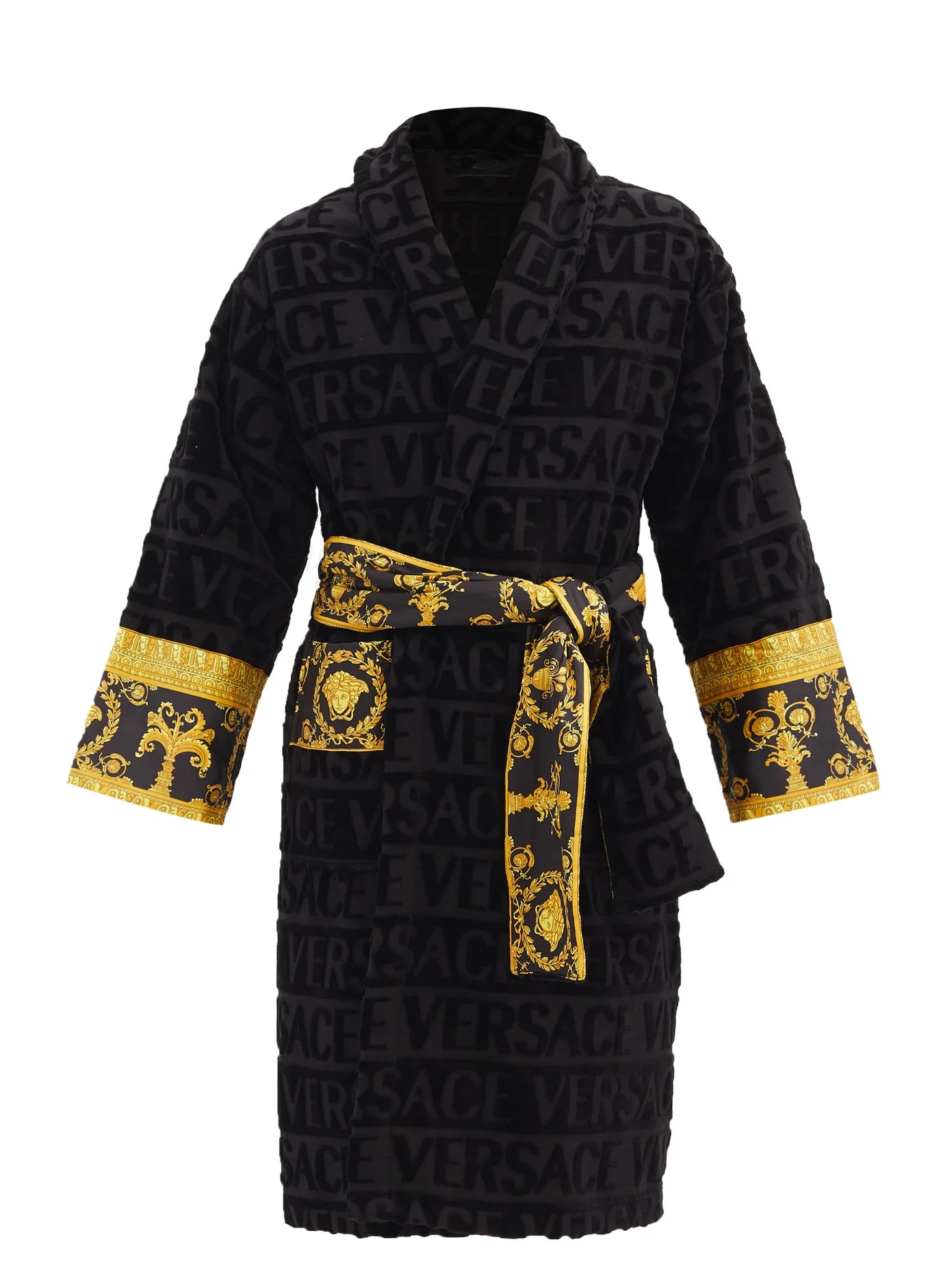 I Love Baroque logo-jacquard cotton bathrobe - 1