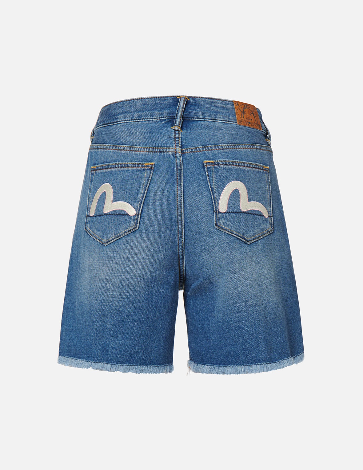 SEAGULL EMBROIDERY DISTRESSED DENIM SHORTS - 2