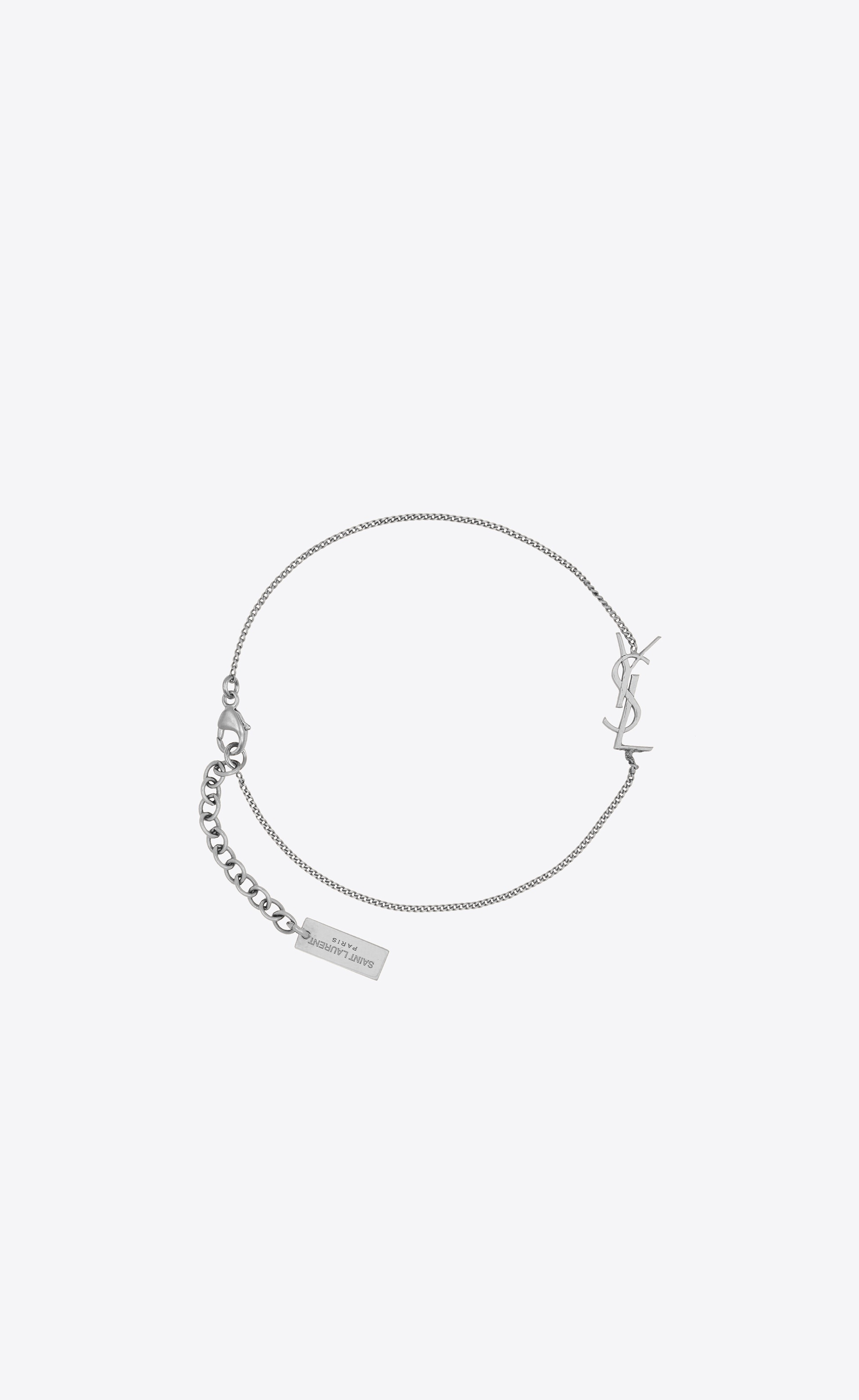 Saint Laurent ブレスレットシルバー SAINT LAURENT シルバートーン ロゴ カフ ブレスレット 人気