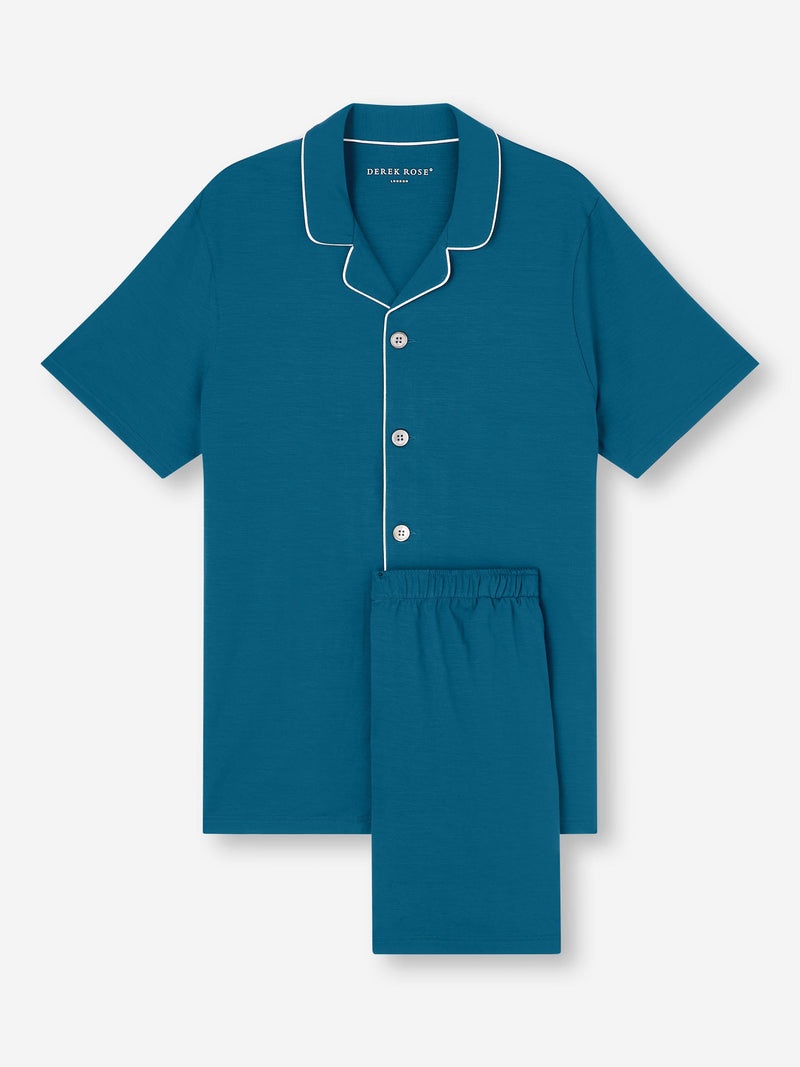 Men's Short Pyjamas Basel Micro Modal Stretch Poseidon Blue - 1