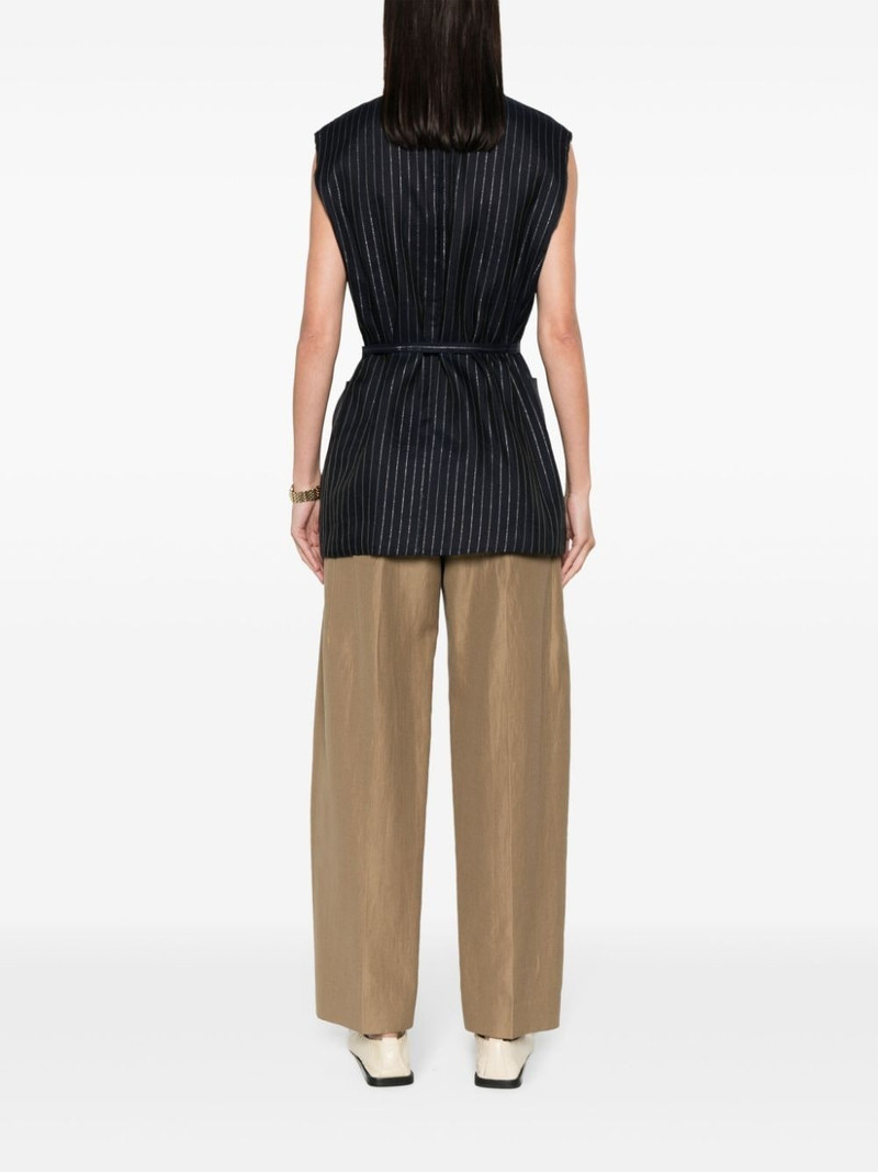 pinstripe-pattern belted waistcoat 4
