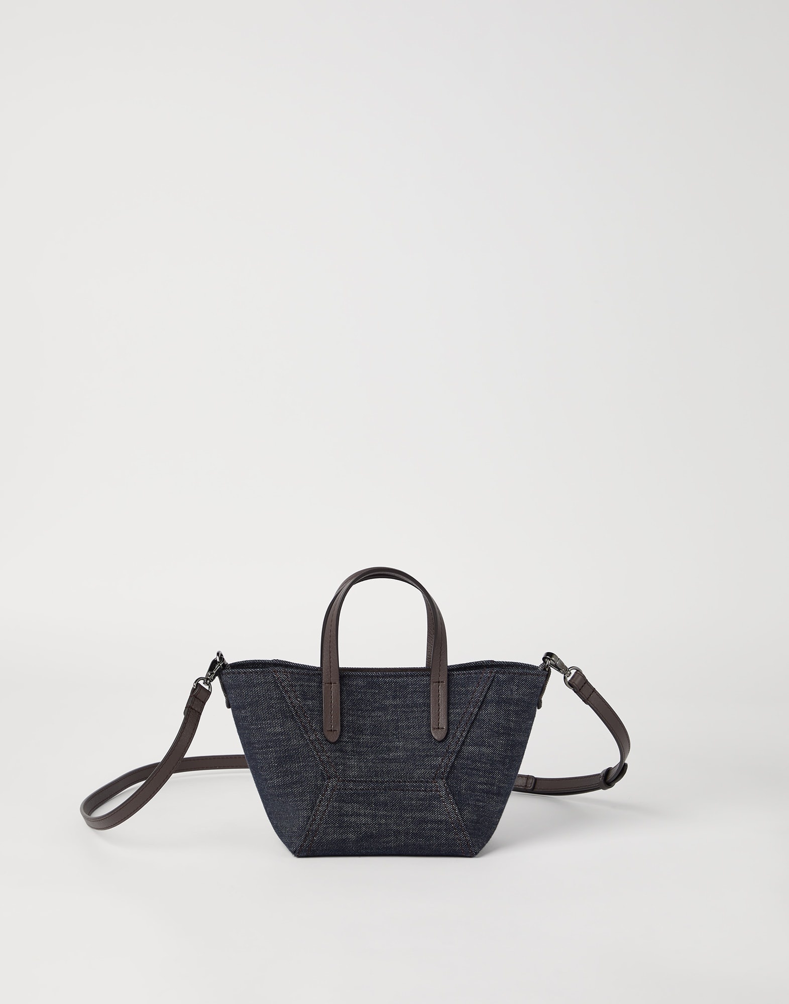 BC Duo mini bag in cotton denim-effect twill with monili - 1