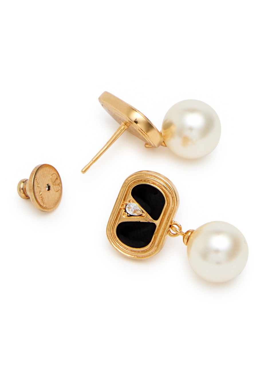 Valentino Vlogo Enamelled Drop Earrings - 3