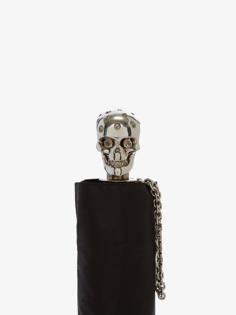 Skull Folded Umbrella in Black/silver/ivory 4
