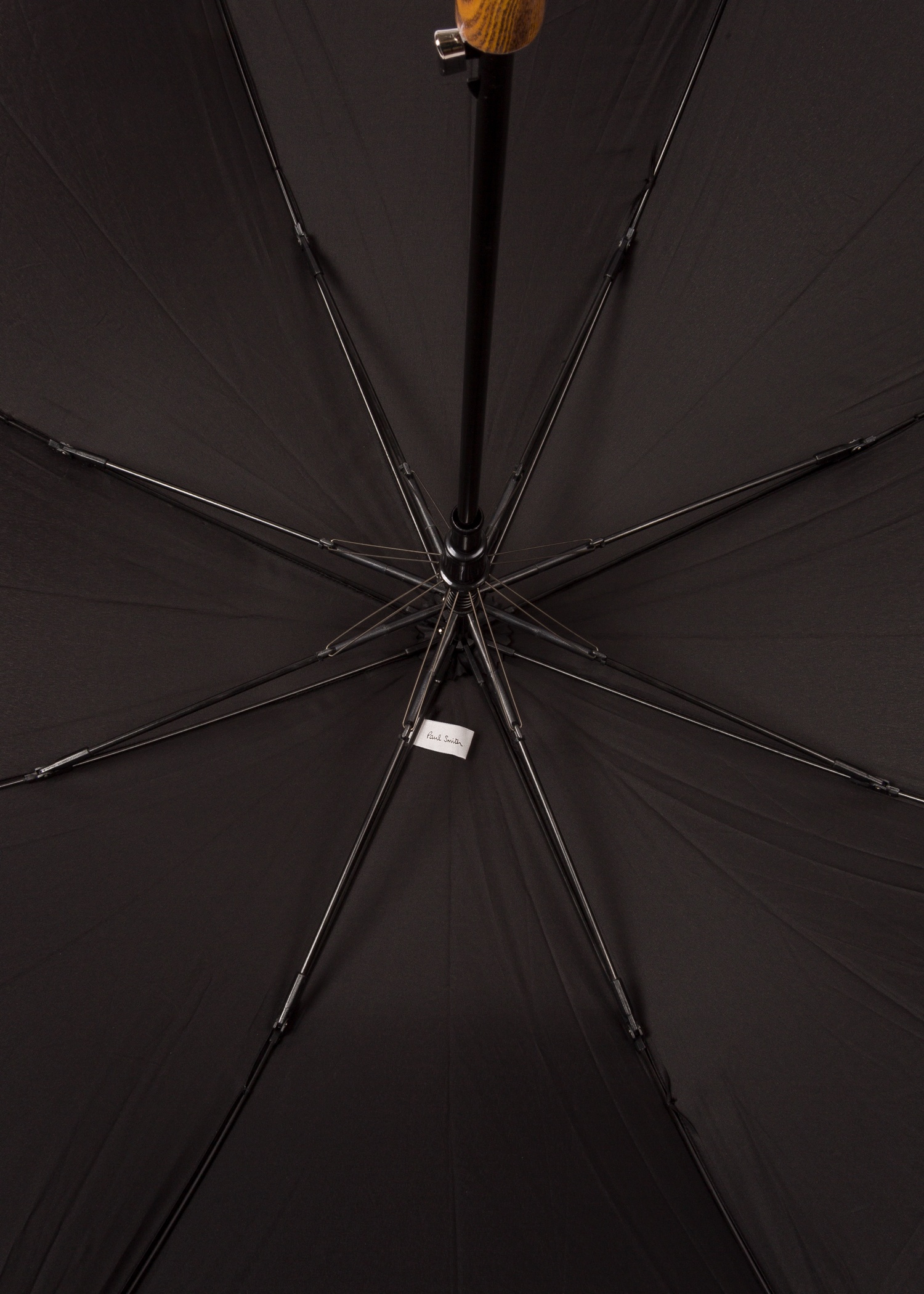 Black 'Signature Stripe' Border Walker Umbrella With Wooden Handle - 5