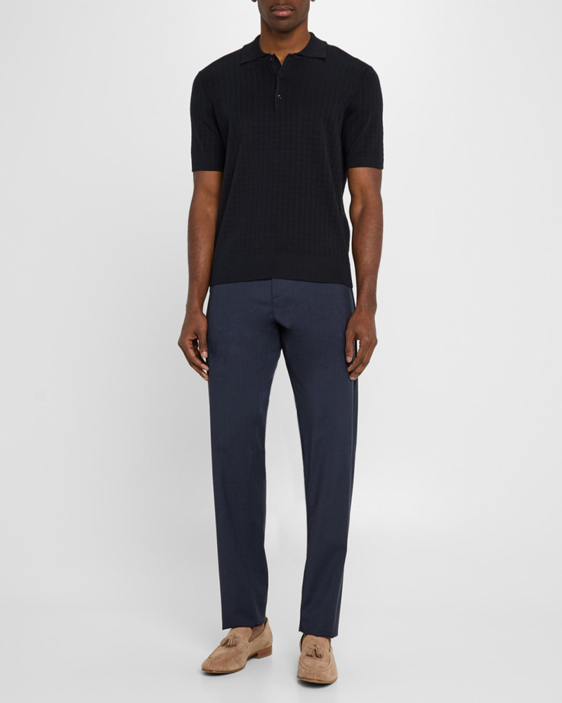 Canali Men's Grid Jacquard Polo Sweater outlook