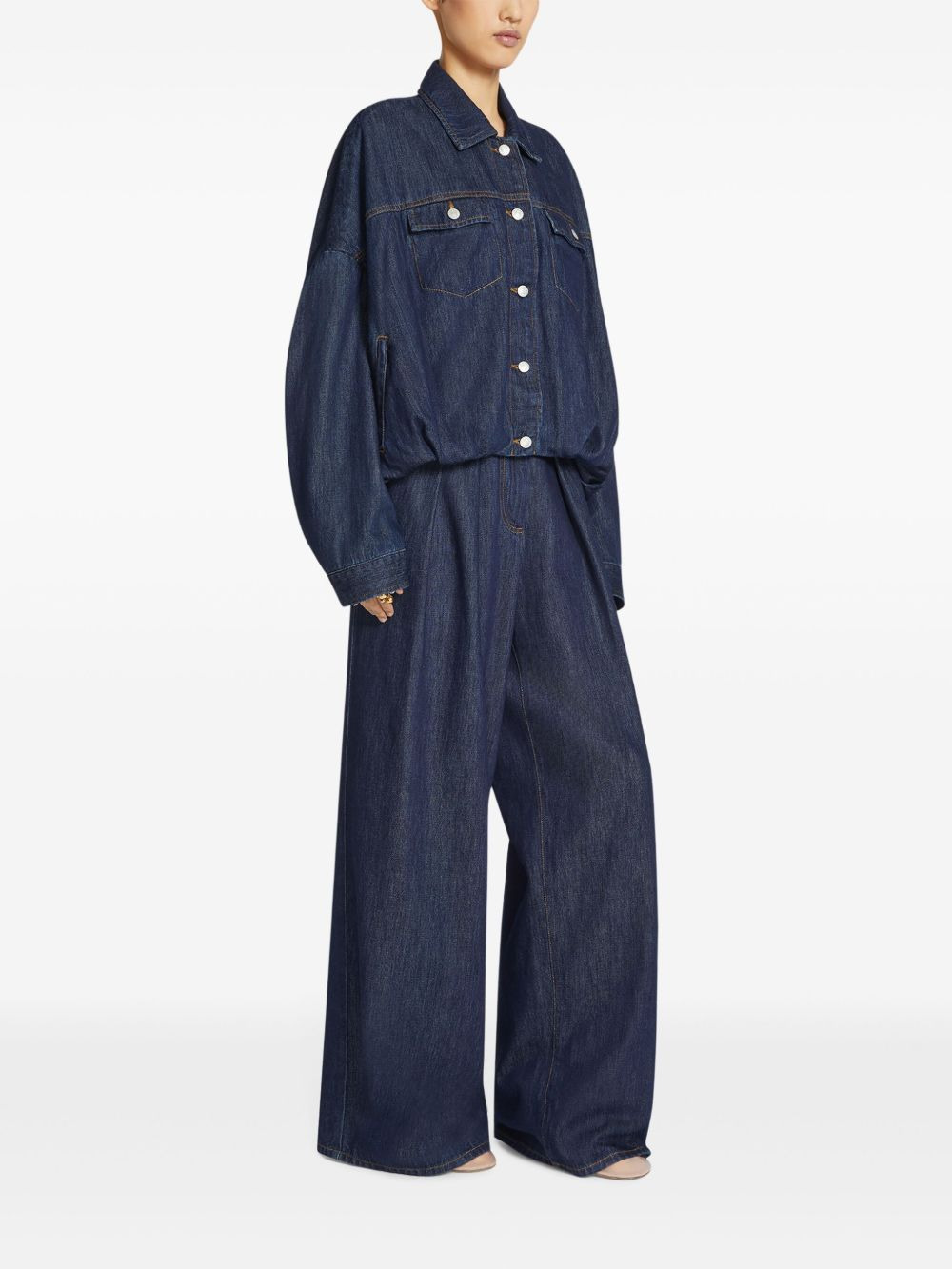 pleated wide-leg jeans - 3