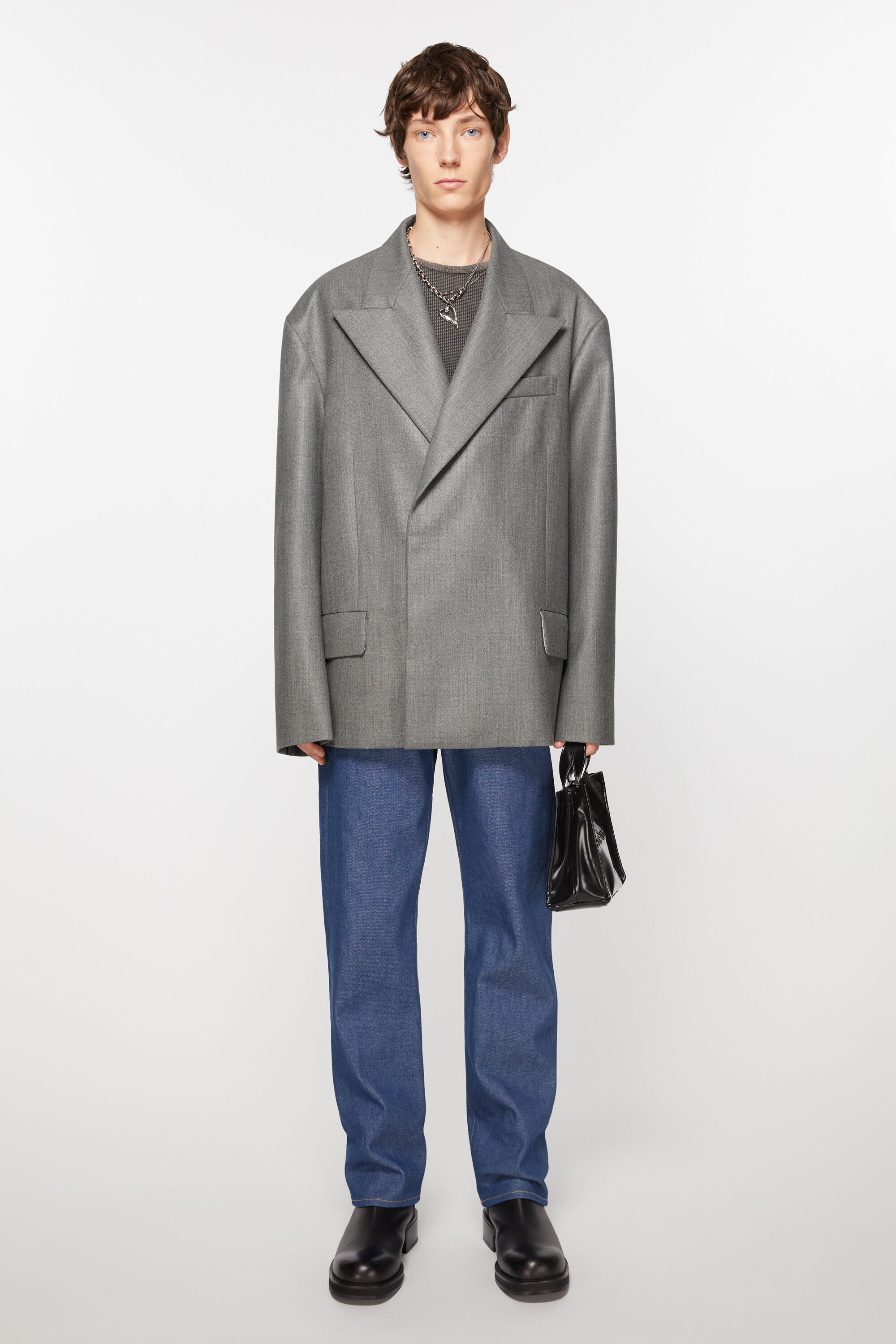 Relaxed fit suit jacket - Vintage grey melange - 2