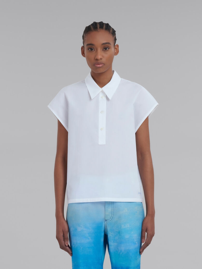 WHITE BIO COTTON POLO TOP - 2