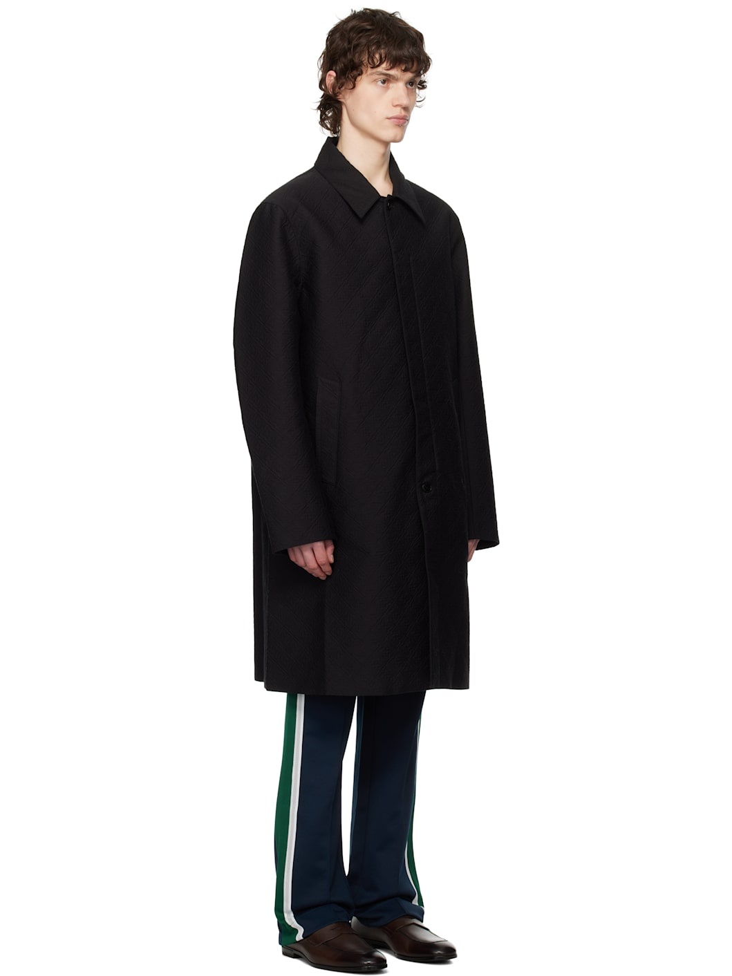 Black Jacquard Car Coat - 2