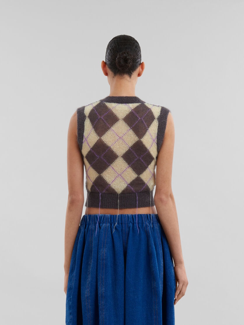 GREY MOHAIR ARGYLE VEST WITH FLOATING THREADS - 3