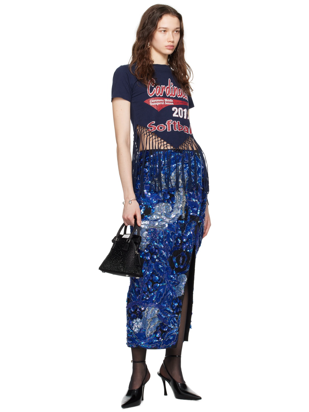 Blue Sequin Maxi Skirt - 4