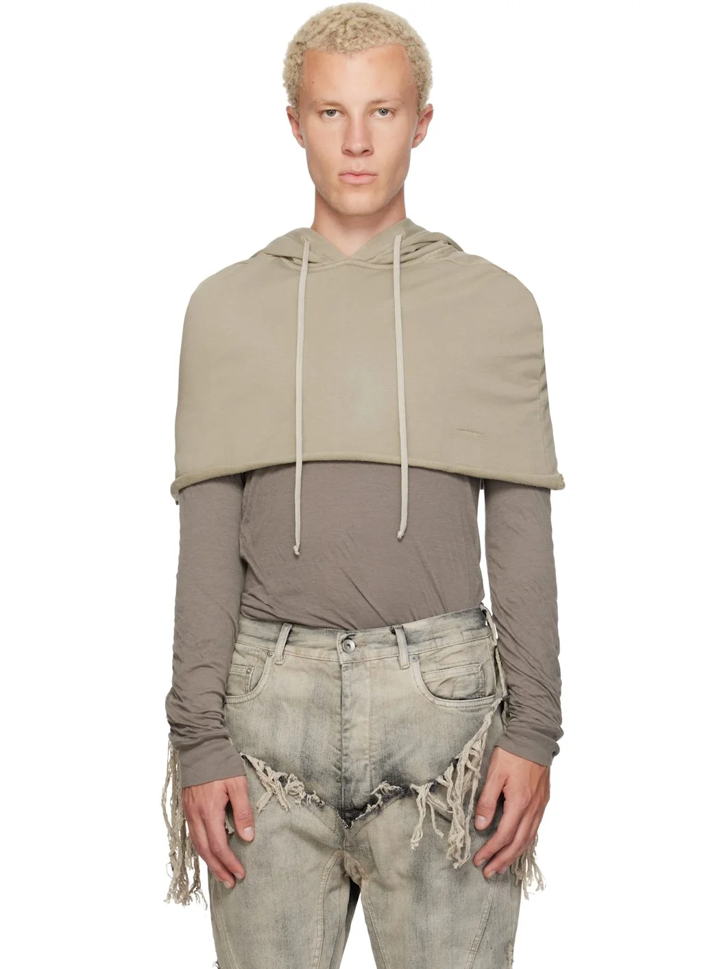 Taupe Tower Hooded Shrug - 1