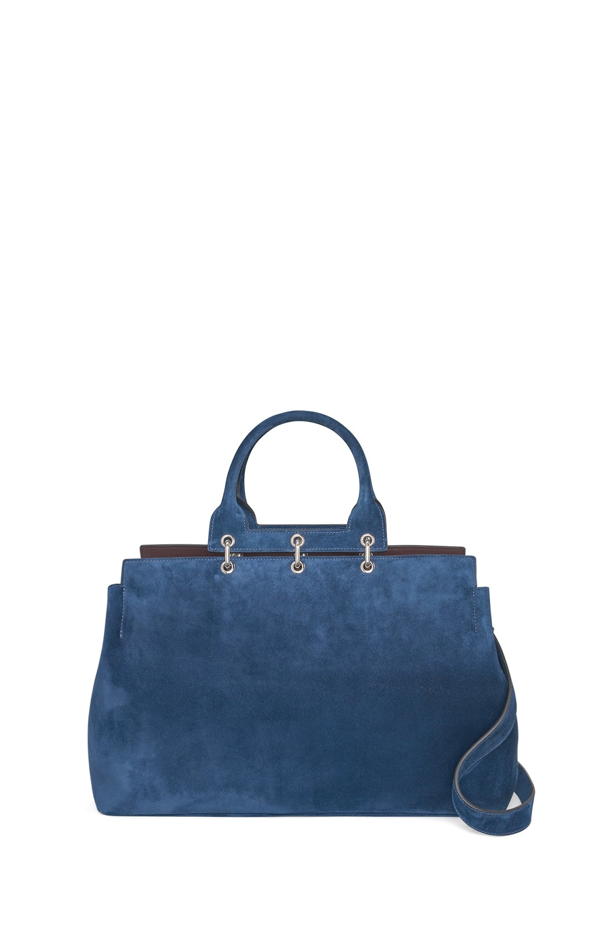 Large Amethyst Bag in Navy Suede - 3