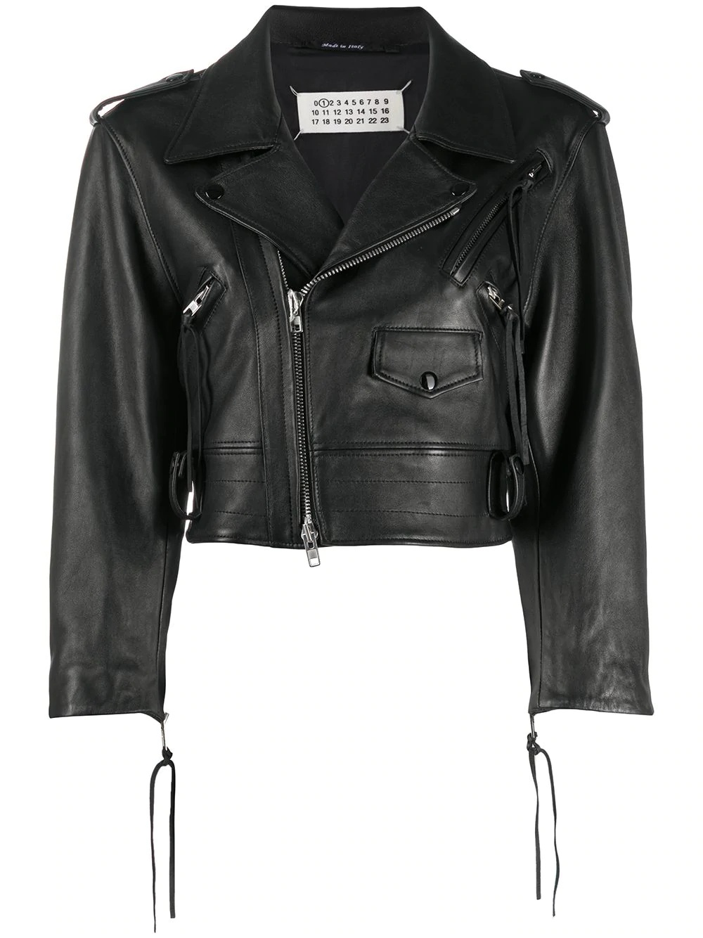 cropped leather biker jacket - 1