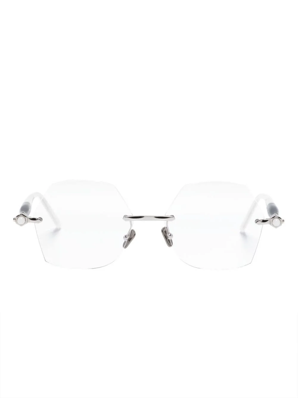 logo-print geometric-frame glasses - 1