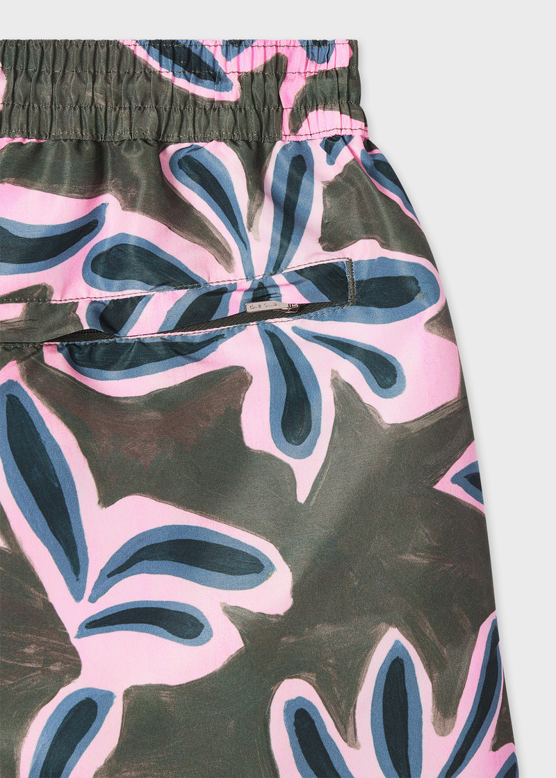 Paul Smith Khaki 'Abstract Palm' Print Swim Shorts outlook
