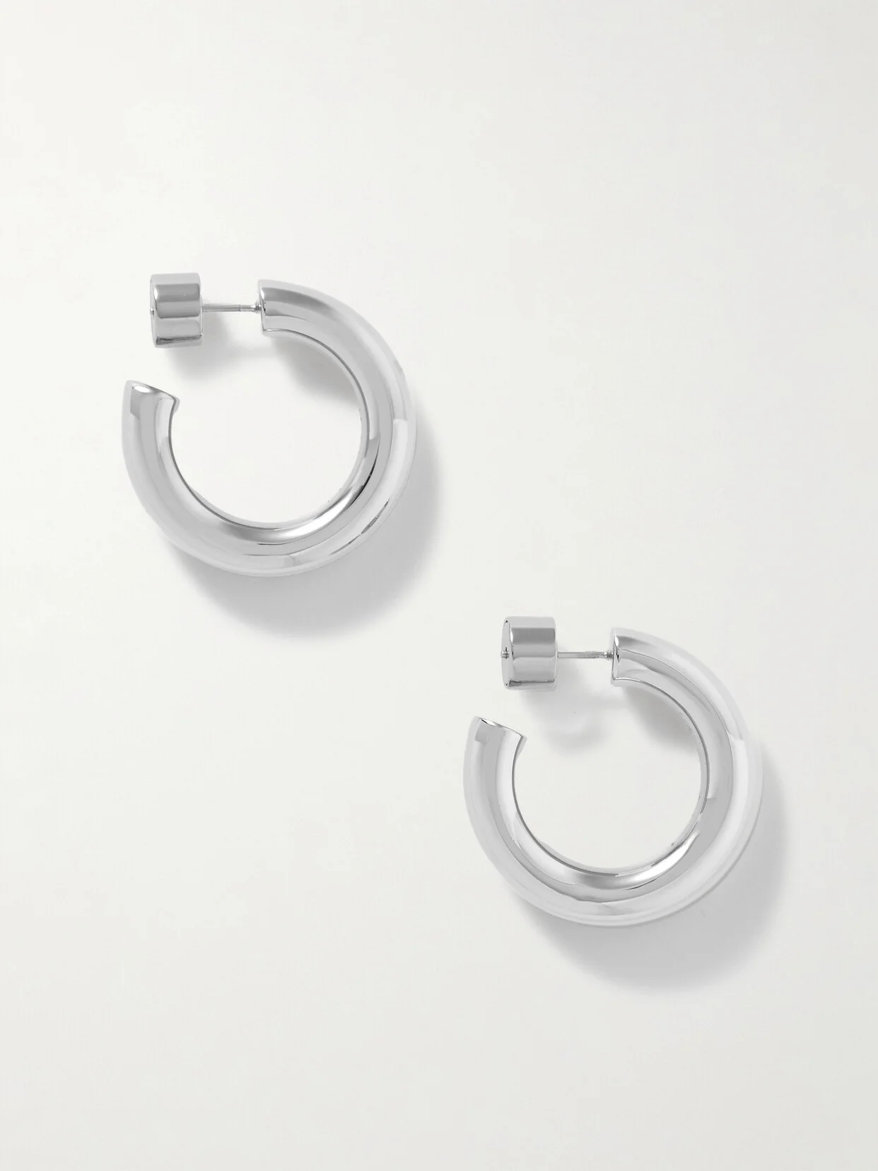 Natasha Huggies Silver-tone Hoop Earrings - 1