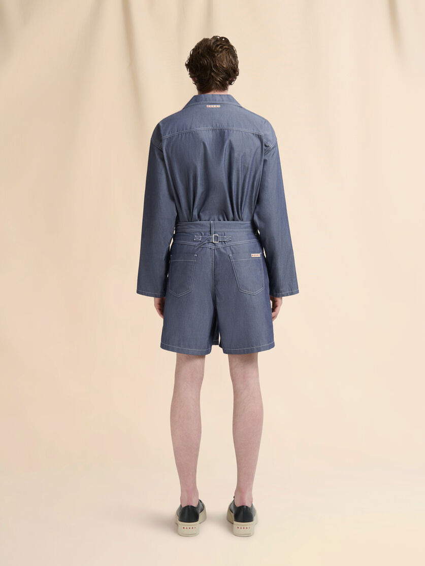 BLUE CHAMBRAY SHORTS WITH BACK ADJUSTER - 3