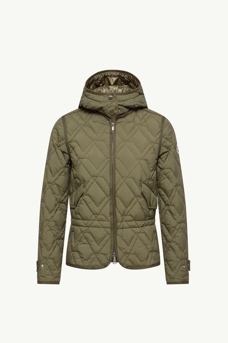 Lilas Geometric Quilted Hooded Short Down Jacket 1