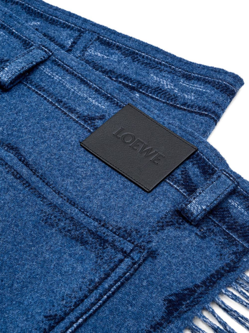 jeans-effect fringed scarf - 2