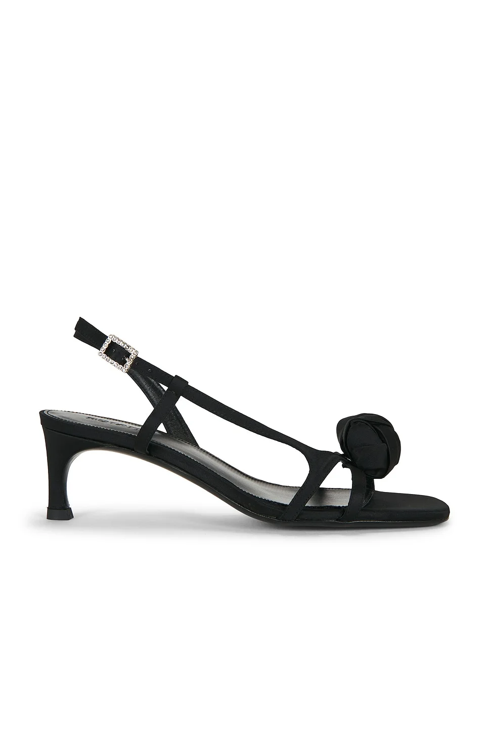 Mid Heel Knot Satin Strappy Sandal - 1