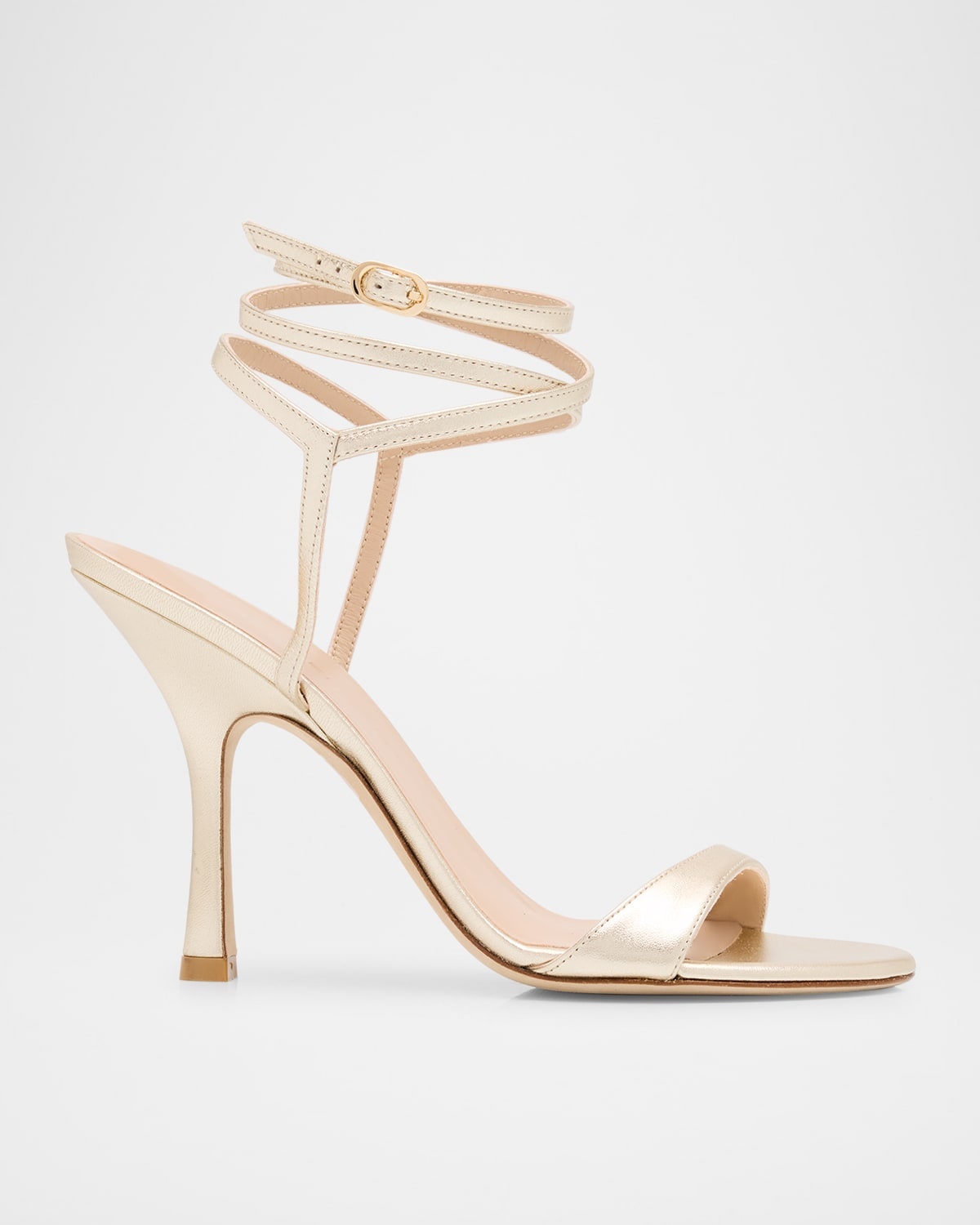 Nudist Metallic Leather Stiletto Wrap Sandals - 1