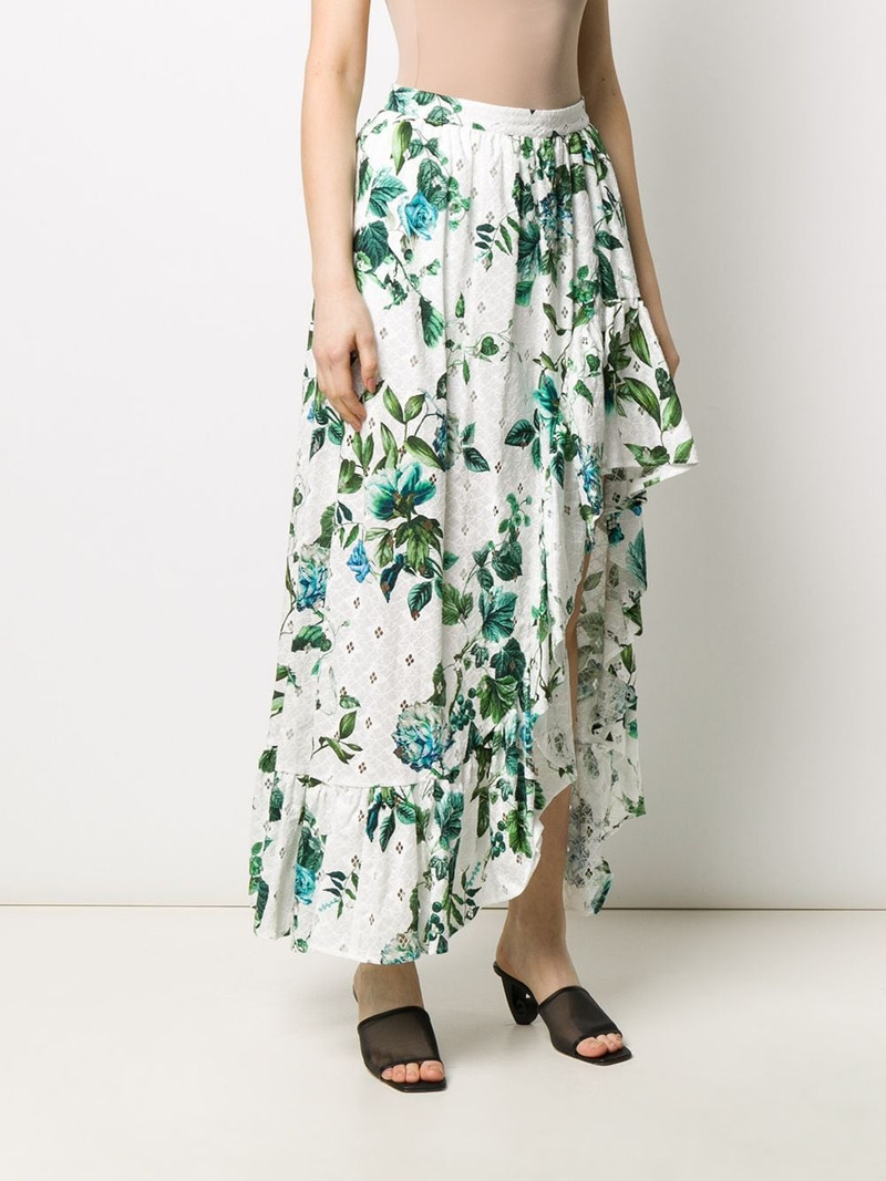 asymmetric ruffled floral print skirt 3