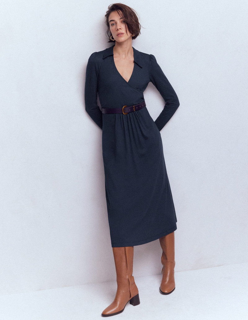 Carla Jersey Wrap Dress-Navy 5