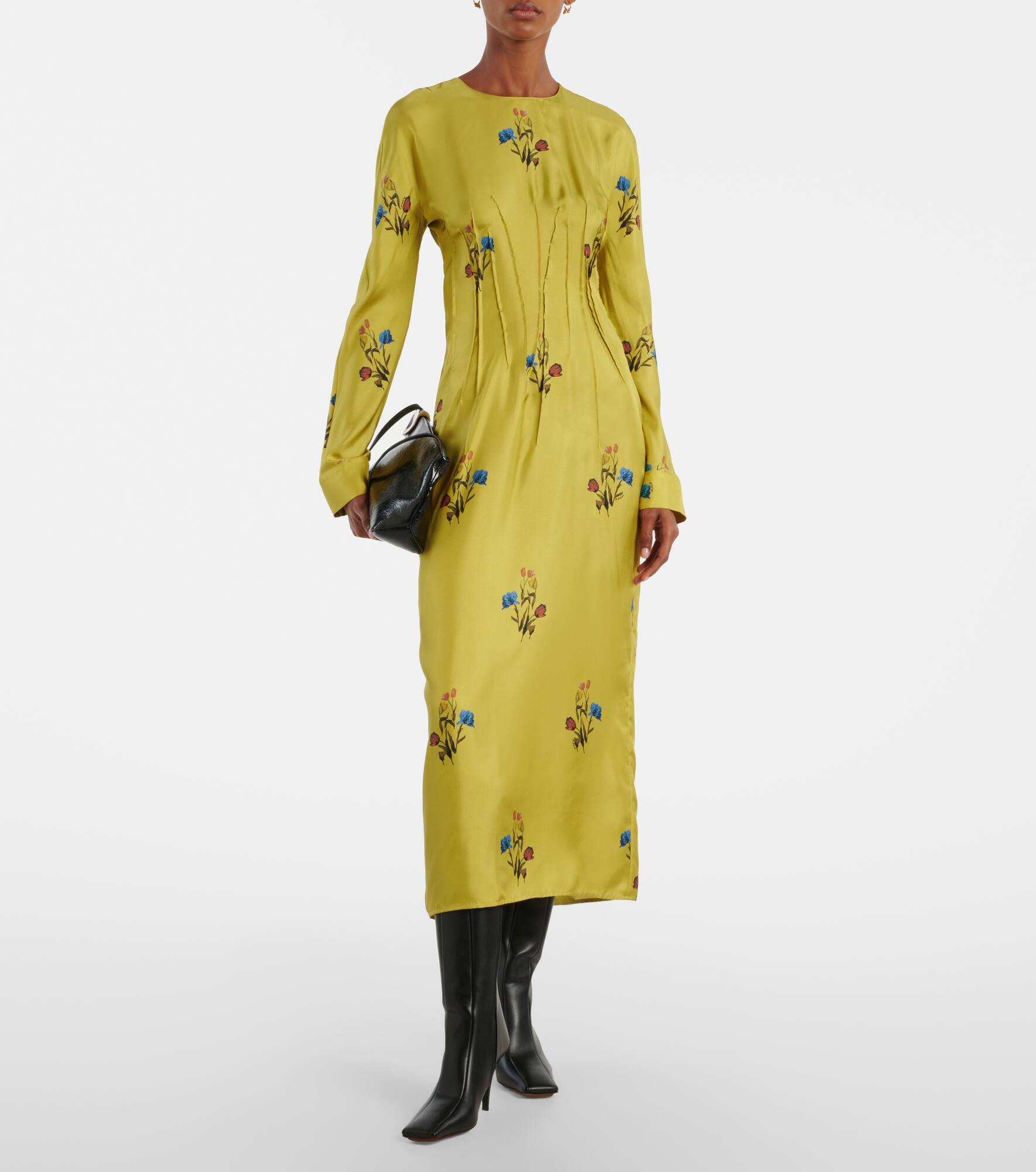 Floral silk midi dress - 2