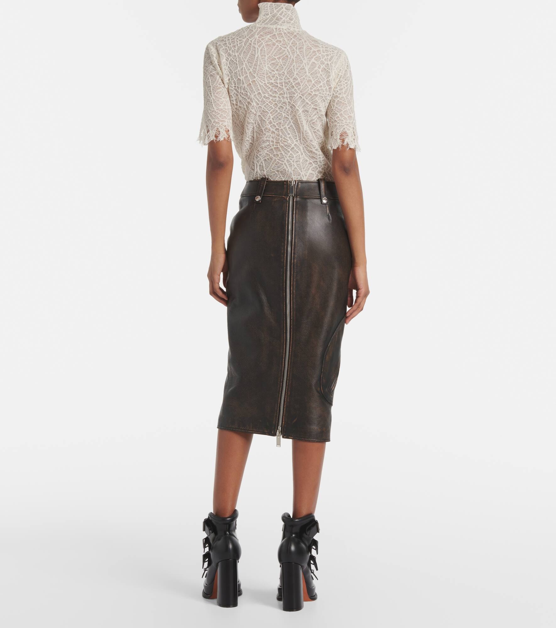 Leather pencil skirt - 3