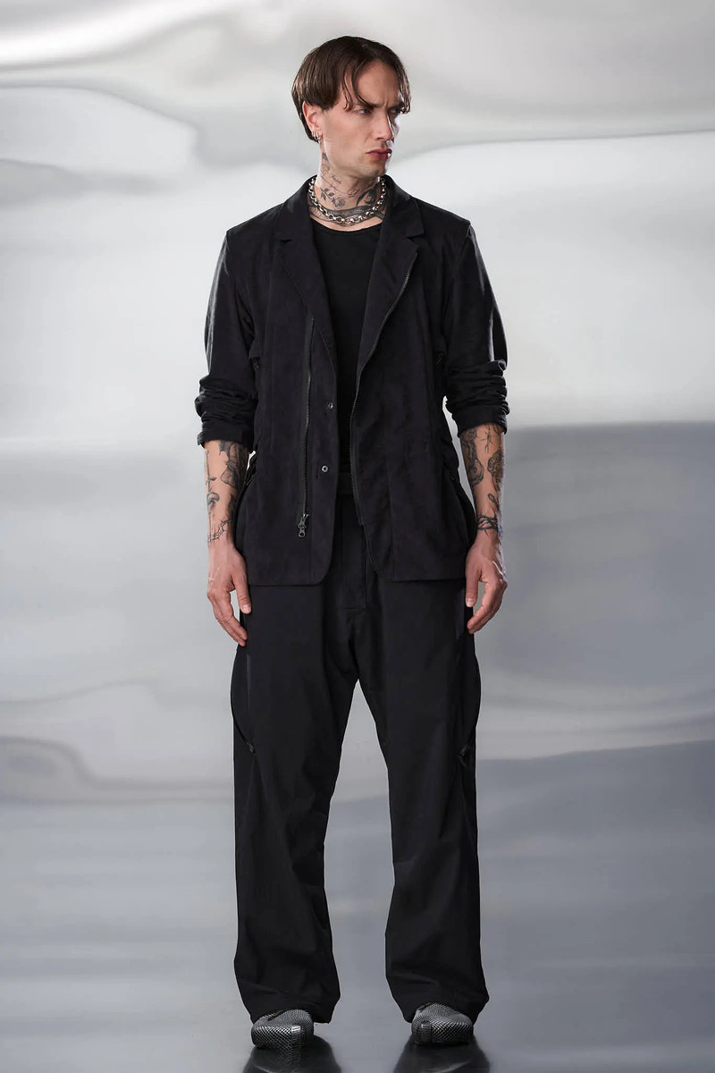 J29-TO Scrim Laced Ultra-Microfiber Blazer Black 10