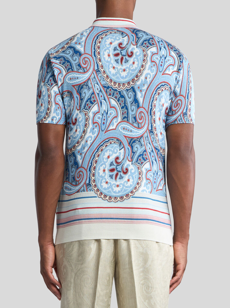 COTTON PAISLEY POLO SHIRT WITH STRIPES - 5