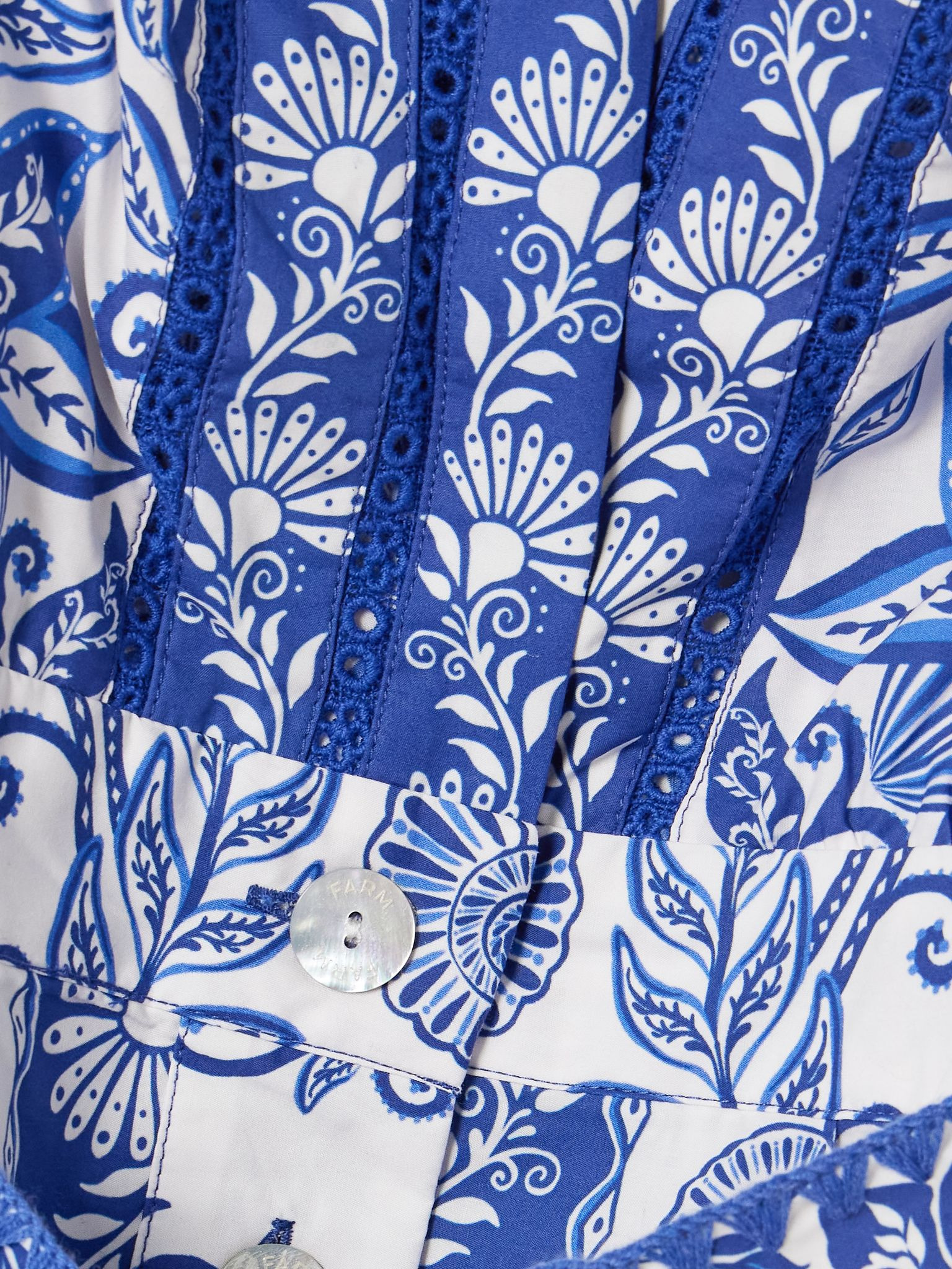 Belted printed organic cotton playsuit Blue - 4