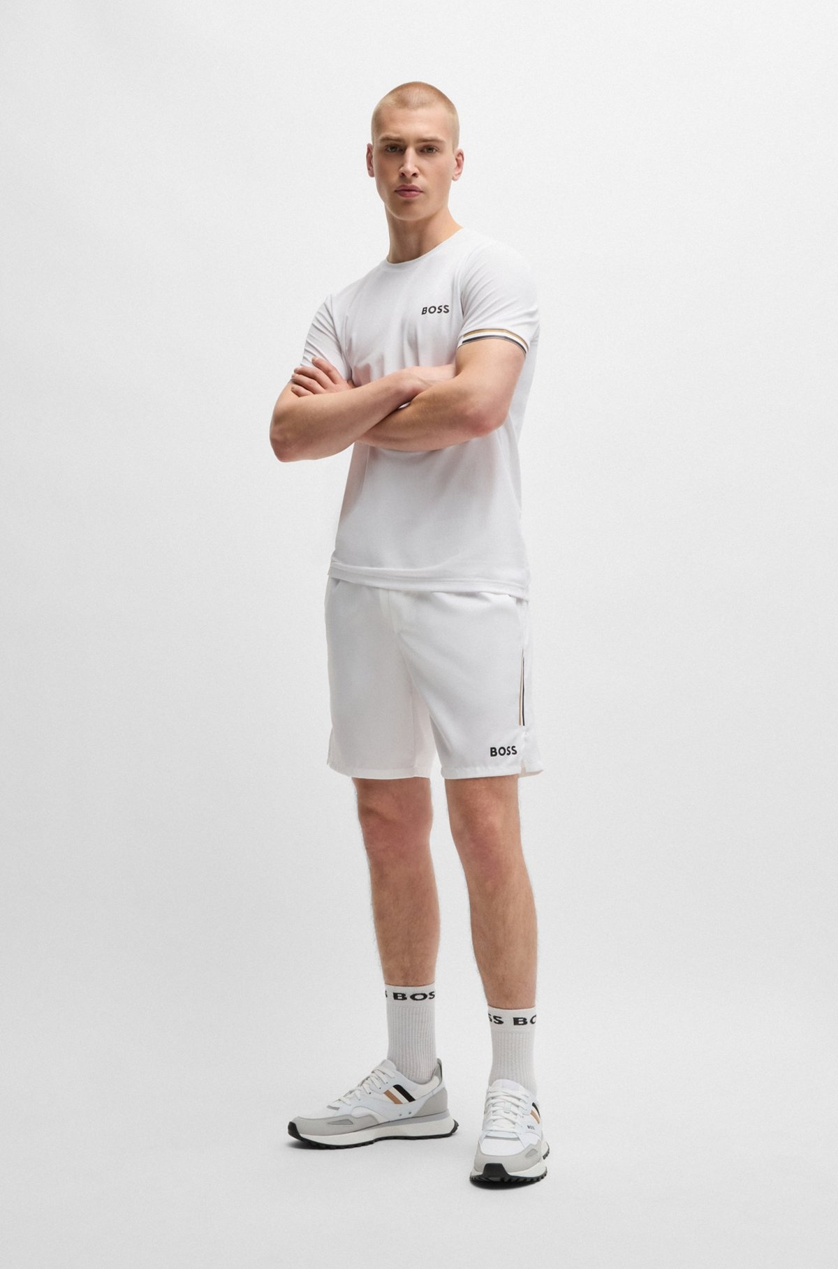 BOSS X MATTEO BERRETTINI WATER-REPELLENT SHORTS WITH LOGO PRINT - 3