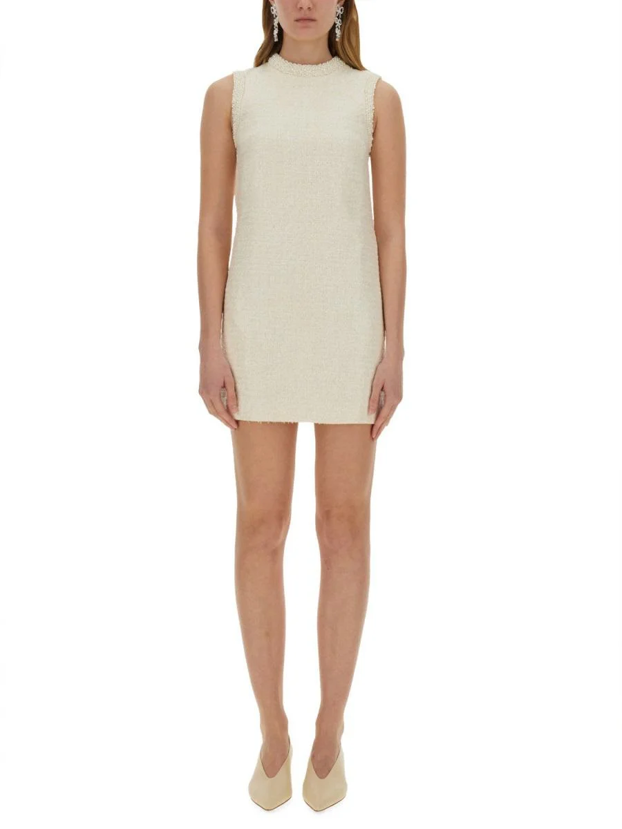Self-Portrait Boucle Mini Dress With Pearls - 1