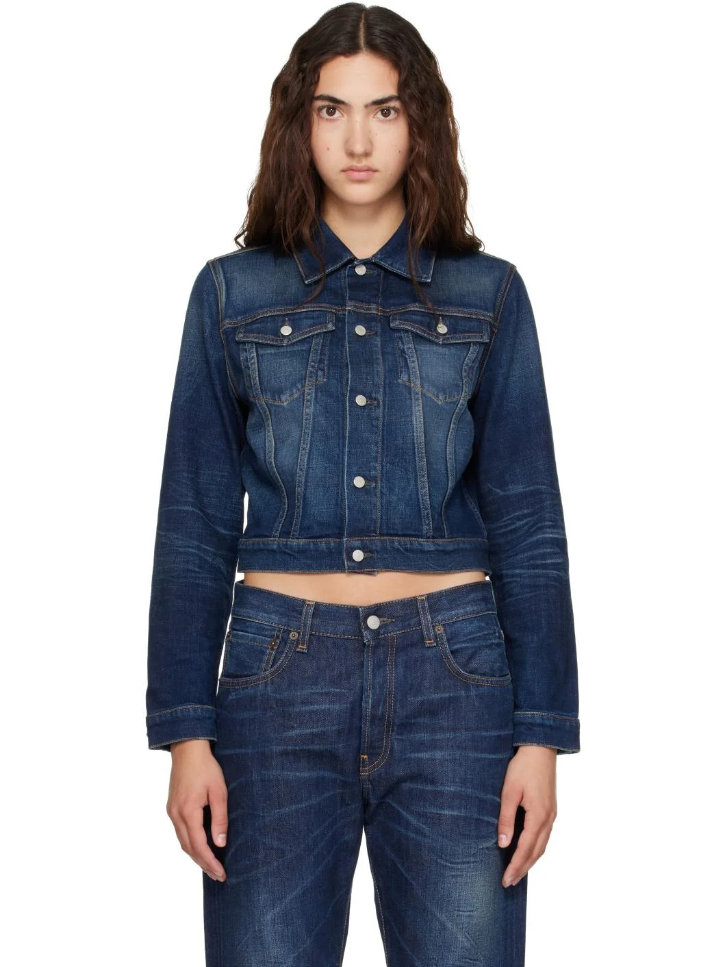 Blue Fitted Denim Jacket - 1
