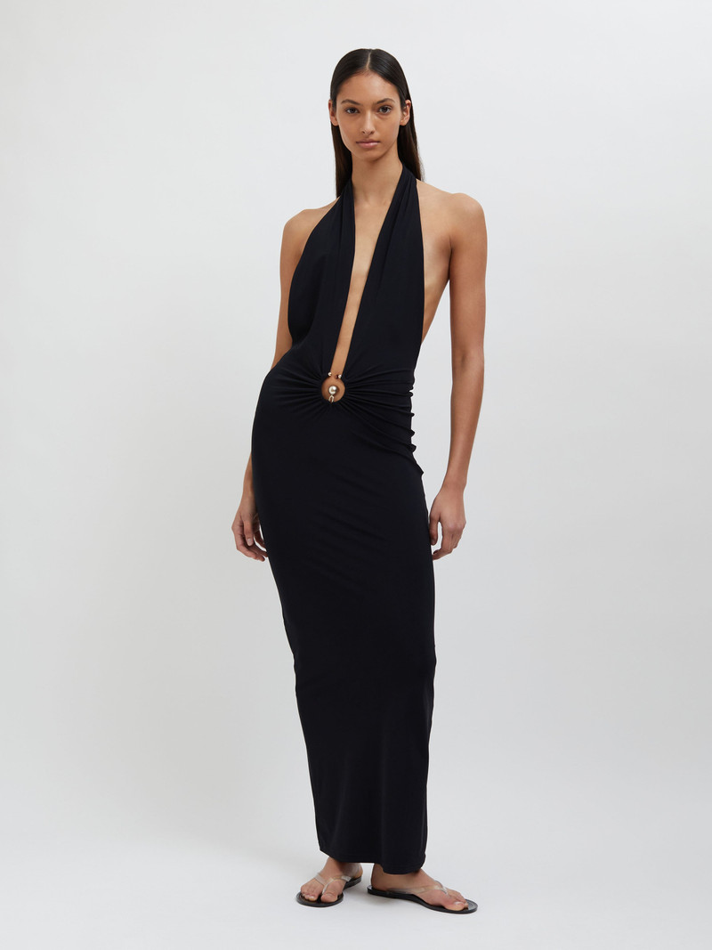 Pierced Orbit Halter Split Front Dress 5
