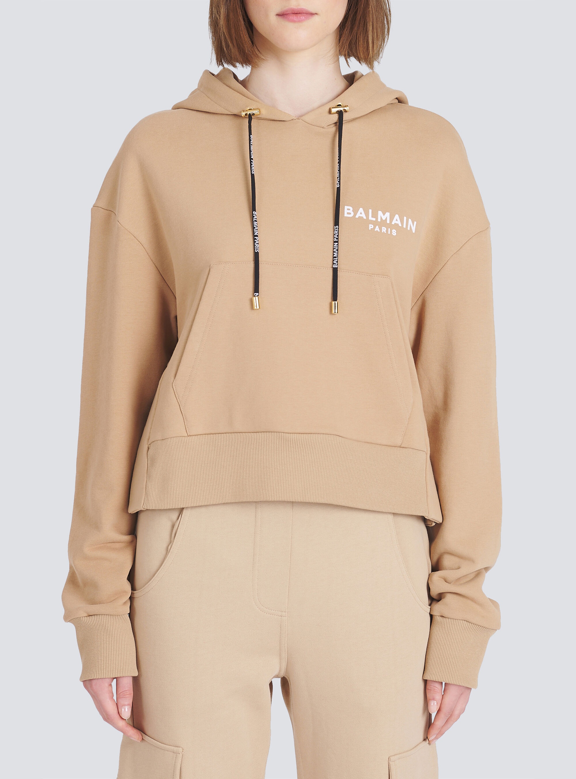 Eco-designed cotton sweatshirt with flocked Balmain logo - 6