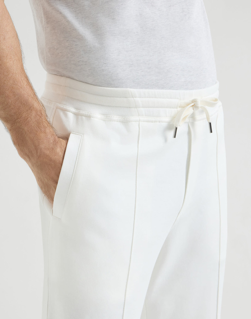 Techno cotton French terry trousers with Crête detail and elasticated zipper cuffs 4