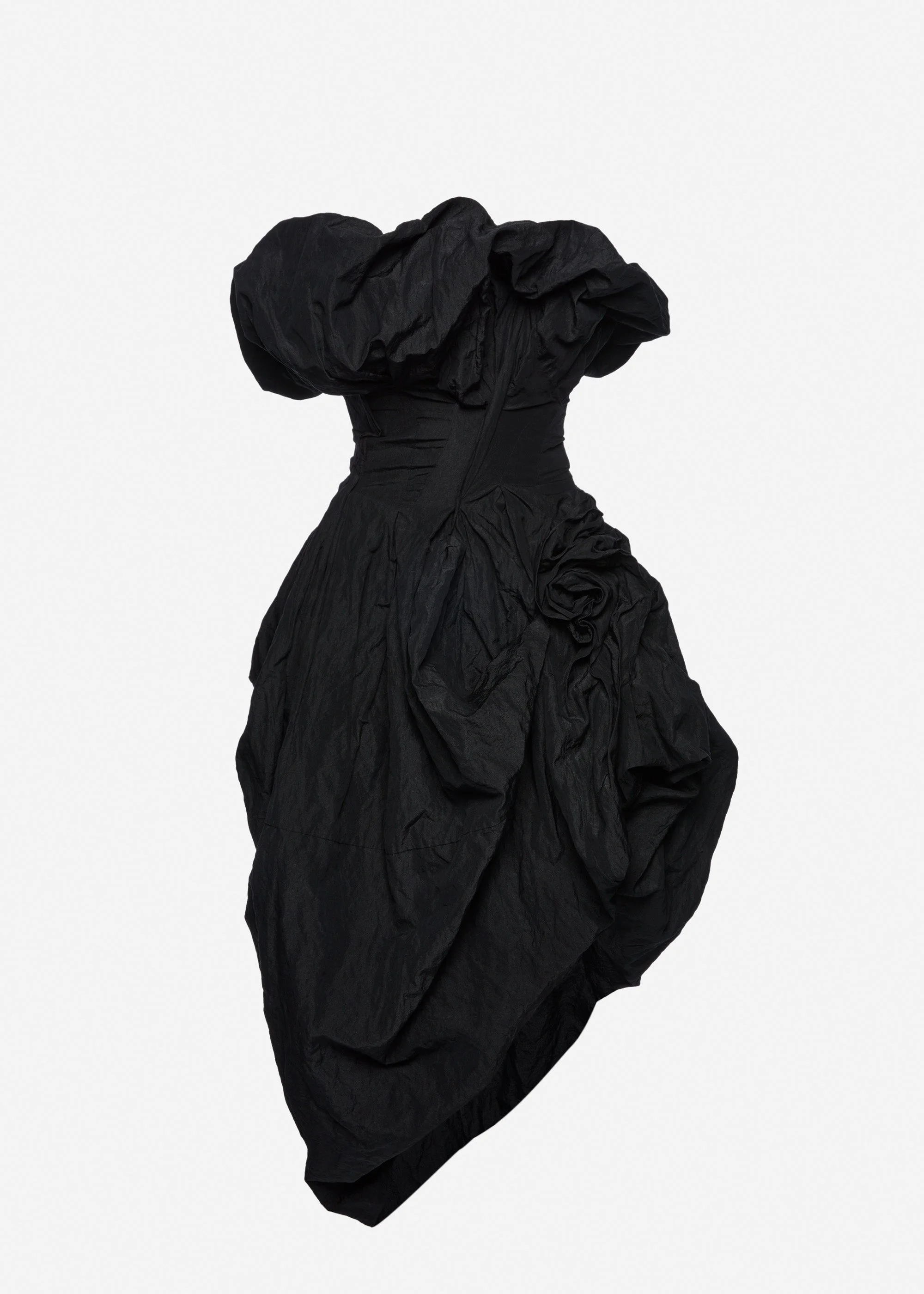 Sculptural draped midi dress in black - 1