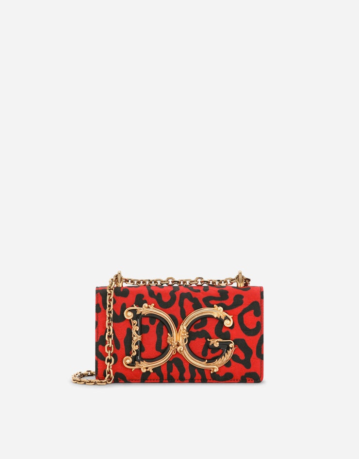 Leopard-print brocade DG Girls phone bag - 1
