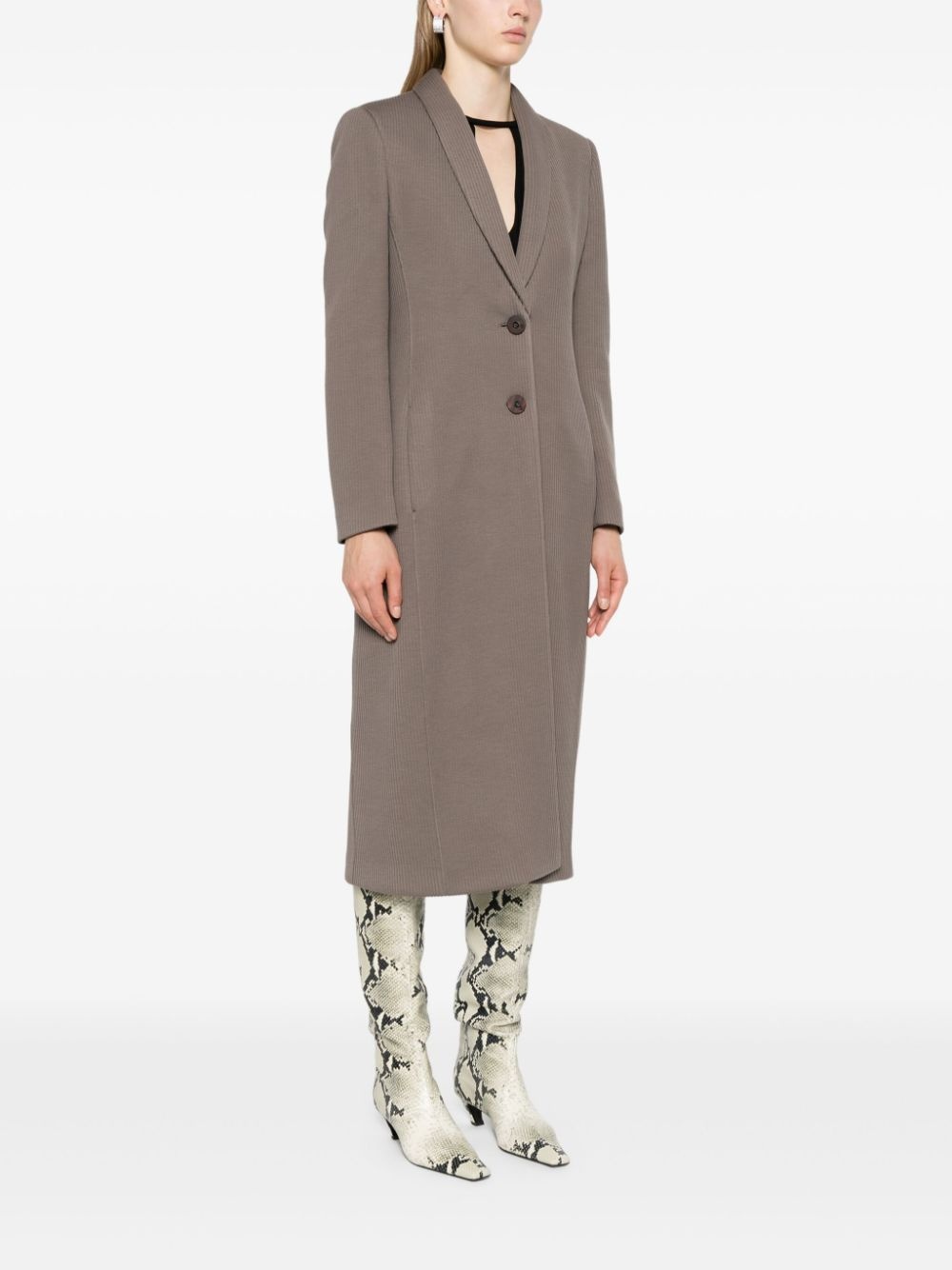 canneté-jersey long coat - 3